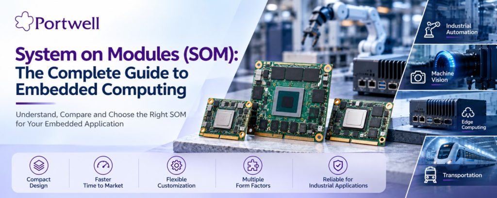 Portwell System on Modules (SOM) circuit boards for industrial automation, machine vision, edge computing, and embedded applications